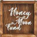 Juvale Honeymoon Fund Box Wedding Decorations for Reception - 7 x 7 Inch Wooden Rustic Wedding Card Box