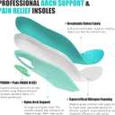 Arch Support Inserts for Men Women, Lightweight Orthotics Insoles for Plantar Fasciitis, Flat Feet, Standing All Day, Shock Absorbing Shoe Inserts for Work Boots & Pain Relief (L)