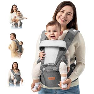 besrey Baby Carrier with Hip Seat Newborn to Toddler, Summer Mesh Front Facing Infant Carrier, Baby Body Holder Chest with Back Support, Front Back Pack with Strap for Men Women Hiking Lumbar Support