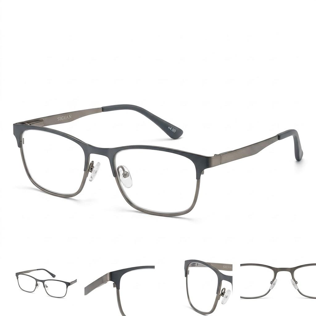 SIGVAN Progressive Multifocal Computer Glasses Women Men Blue Light Blocking Reading Glasses Spring Hinge Readers, Magnification Strength: 4.0 x