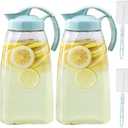 Frcctre 2 Pack Plastic Water Pitcher with Lid, 74 Oz Clear Airtight Beverage Pitcher Juice Container Water Carafe Fridge Jug for Juice, Coffee, Iced Tea, Lemonade, Heat Resistant & Shatter-proof