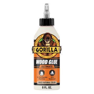 Gorilla Ultimate Waterproof Wood Glue, Natural Wood Color, 8 Ounce (Pack of 1) - Waterproof for Indoor or Outdoor Projects and Repairs