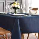 Maxmill Jacquard Table Cloth Waving Pattern Water Proof Wrinkle Free Heavy Weight Soft Tablecloth Decorative Fabric Table Cover for Outdoor and Indoor Use Rectangular 60 x 104 Inch Navy Blue