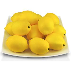 Artificial Lemons Simulation Lifelike Small Lemons Fake Fruit for Home Kitchen Wedding Party Decoration Photography 12pcs Set (Yellow)