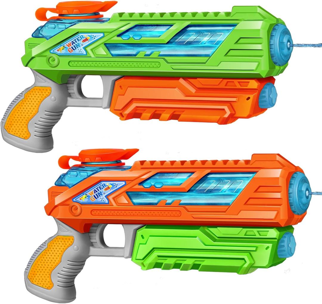 RONSTONE Water Gun for Kids, 2 Packs Squirt Guns Super Water Soaker Blaster Pool Water Guns for Kids Ages 3-5, 4-8, 8-12 Boys and Girls, Summer Toys for Outdoor Swimming Pool Beach (Orange-green)