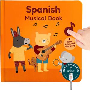 Cali's Books Spanish Book for Toddlers 1-3 - Musical Books for Kids, Interactive Baby Sound Book, Educational Song Learning Toys, Bilingual Music Toy for Babies, Libros para ninos en Espanol