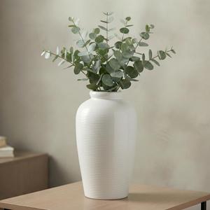 White Ceramic Vase for Centerpiece - 11 Inch Large Modern Boho Vase for Pampas Grass, Minimalist Decorative Flower Vases for Home Decor, Kitchen, Entryway, Mantel, Wedding Decor