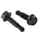 #10 x 3/4" Hex Washer Head Self Tapping Drilling Screws Black Finish, 410 Stainless Steel, 100 PCS