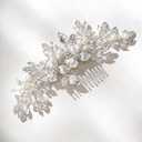 SWEETV Handmade Wedding Hair Comb Clip Rhinestone Bridal Hair Comb Piece, Hair Accessories for Brides Wedding, Silver