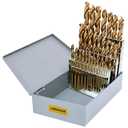 Cobalt Drill Bit Set - 29Pcs M35 High Speed Steel Twist Drill Bits for Hardened Metals, Stainless Steel, Cast Iron and Wooden Plastics with Metal Index Storage Box, 1/16"-1/2"