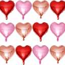 Lovoir 12 Pcs Red Heart Shape Foil Mylar Balloons 18 Inch Love Balloons for Valentine's Day Birthday Party Decorations Wedding Engagement Romantic Decor (Red & Pearl Pink & Rose Gold)
