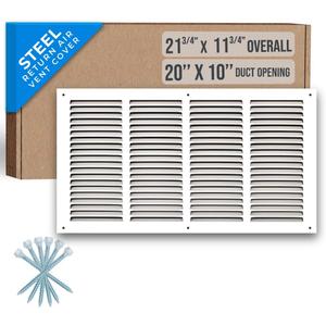 Fits 20x10 Duct Opening | Steel Return Air Grille by Handua | Vent Cover Grill for Sidewall and Ceiling | White | HVAC Cold Air Intake Grille | Outer Dimensions: 21.75"W X 11.75"