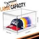 Hat Storage Box for Baseball Cap, Large Clear Hats Organizer Container with Sliding Tray Drawer, Stackable Caps Display Case with Magnetic Door for Closet Holds 8-10 Hats 1Pack