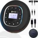 KLIM Journey - Portable CD Player Walkman with Long-Lasting Battery - New - with Headphones - Radio FM - Compatible MP3 CD Player Portable - SD Card, FM Transmitter, Bluetooth - Ideal for Cars - Black