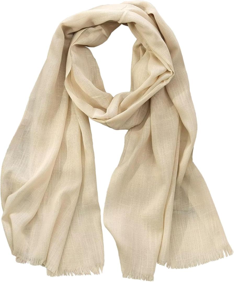 Women's Cotton Scarves Lady Light Soft Fashion Solid Scarf Wrap Shawl (Beige Gray)
