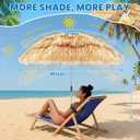 Aliceset 1 Pack Beach Chair Umbrella, 360 Adjustable Tiki PE Straw Clip on Umbrella, UV Protection, 52 Inch,180 Swivel Hinge,8 Ribs Sun Shade for Tropical Patio Camping Pool Fishing Sand Rv Travel