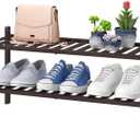 2-Tier Shoe Rack for Entryway, Bamboo Shoe Rack for Closet, Free Standing Shoe Racks for Indoor Outdoor, Stackable Shoe Shelf Storage Organizer for Hallway Closet (Brown)