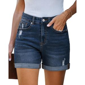 LookbookStore Woman Shorts Women High Waisted Jean Shorts Plus Size Jean Shorts for Women Womens Stretch Shorts Womens Cut Off Jean Shorts Wide Leg Jean Shorts for Women Darkness Blue XX-Large