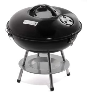 Cuisinart 14" Portable Charcoal Grill, Tabletop Outdoor Small Grill with Locking Lid and Dual Vents, Chrome Plated Travel Size BBQ Perfect for Camping, Tailgates, Cookouts, Black