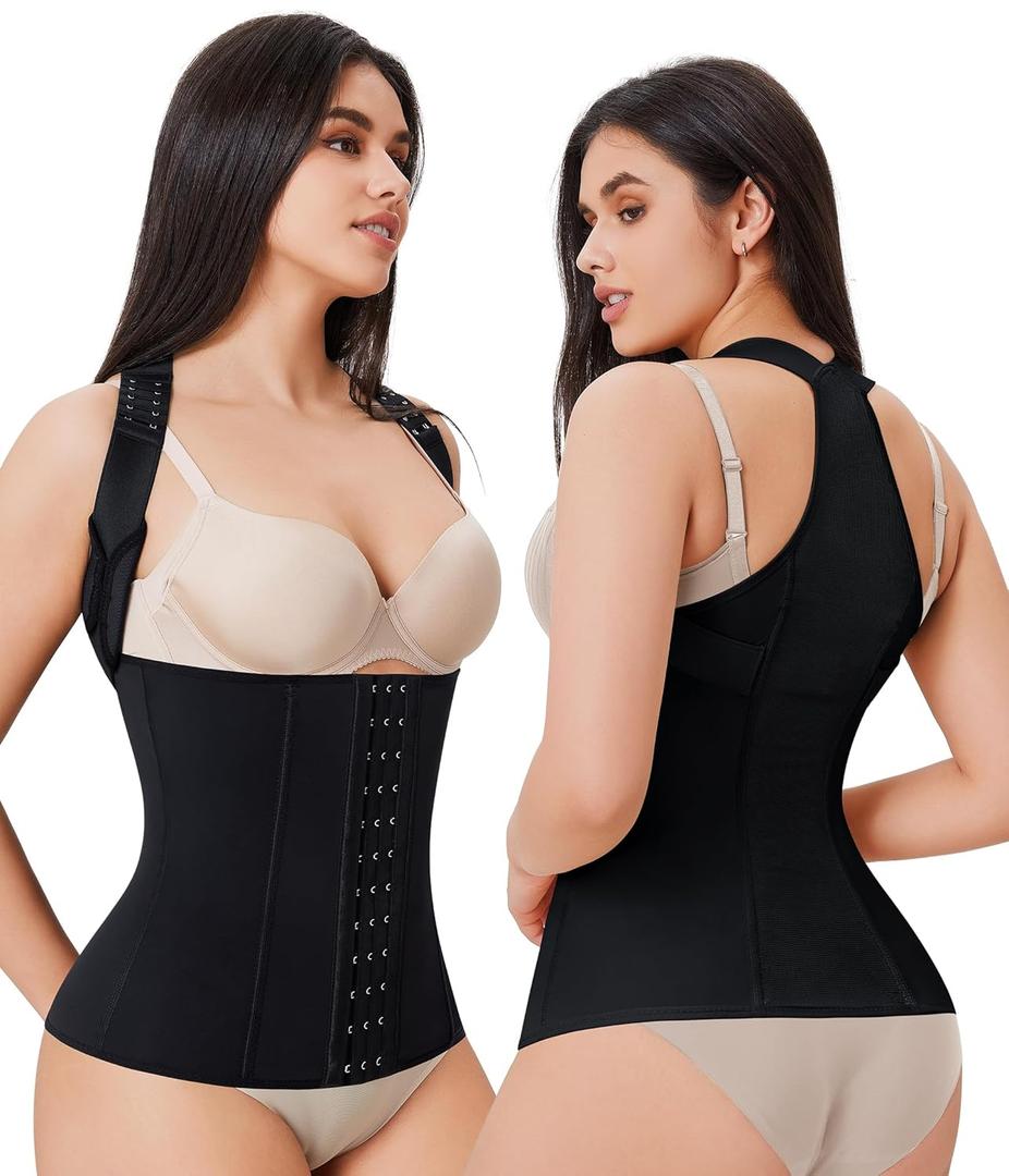 URSEXYLY Back Brace Posture Corrector for Women Adjustable Full Back Support Shoulder Straightener Upper and Lower Back Pain Relief(Black,M) (Medium)