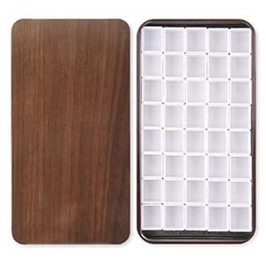 Portable Watercolor Tins Paint Palette with 20Pcs Empty Half Pans and Magnetic Squares, Small Travel Metal Paint Box with Acrylics Painting Art Drawing.Woodgrain