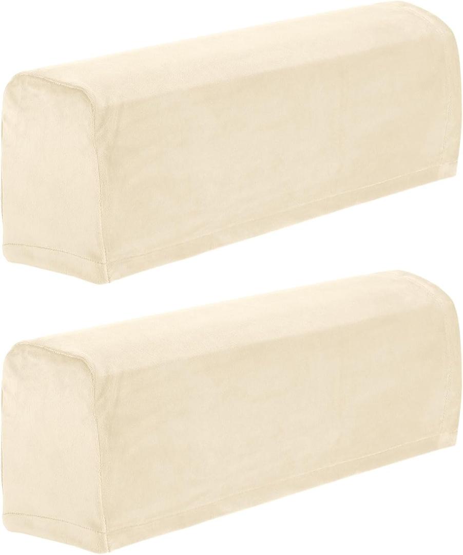 uxcell Fundas elsticas para reposabrazos de sof, 2 piezas, para sillas, sofs, brazos, resistentes a los araazos, color beige
