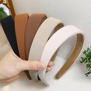 obeoby Trendy Headbands for Women, Wide Headband Non Slip Hair Bands Hair Accessories for Girls Women (5Pcs) (Brown Series)