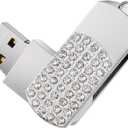 USB Flash Drive, 16GB/32GB/64GB/128GB USB2.0 Rotatable Memory Stick Date Storage Pendrive Thumb Drives U Disk(64GB,Silver)