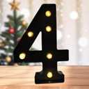 LED Marquee Numbers, Light Up Numbers for Party, Small Light Up Letters, Battery Powered Lighted Number for Birthday or Home Decor (Black, 4)