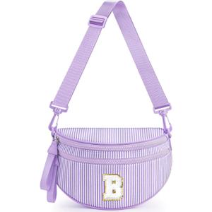 YOOLIFE Birthday Gifts for 10 11 12 13 14 15 16 17 Year Old Teen Girl - Crossbody Bags for Women, Bum Bag for Girls Crossbody Purse Initial Fanny Pack, Girls Gifts for Mom Daughter Sister, Purple (B)