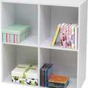 Kings Brand Furniture White Wood 4 Cube Organizer Storage Bookcase