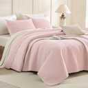 CozyTide Oversized King Quilt 120x120,Stone-Washed Cotton Blush Lightweight Oversized King Bedspread,3 Piece Light Pink Extra Large Modern California King Coverlet Set Ultra Soft