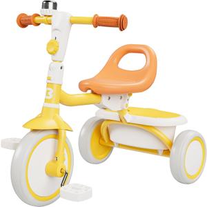 besrey Toddler Tricycle with Bell, Kids Tricycle Age 18 Months to 5 Years, Kids Trike, Toddler Bike for 1.5-5 Year Olds, Baby Trike, Gifts & Toys for Boys & Girls, Yellow