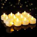 Raycare 12/24/50/100/150Pack Flameless Candles, Battery Operated LED Tea Lights, Long Lasting Fake Candles, Electric Candles for Wedding, Holiday Party, Centerpieces, Home Decor, Halloween, Christmas (Ivory)