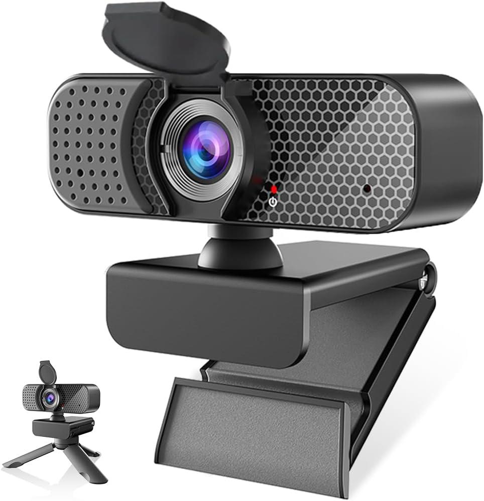 1080P Webcam PC Webcam with Microphone and Physical Privacy Cover, Noise-Canceling Microphone, Auto Light Correction, Ultra Wide Angle for Conferences/Online Courses/Live Streaming/Zoom/YouTube