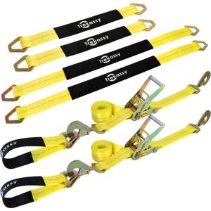 Trekassy Car Tie Down Straps for Trailers, 2 Inch x 96 Inch Heavy Duty Car Hauler Ratchet Straps, 4 Pack Axle Straps, 10,000lbs Break Strength