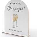 But First, Champagne - Wedding Party Sign and Base, 10 x 8 Inch, Decor Supplies for Reception, Bridal Shower, Engagement - Elegant Minimalist Style