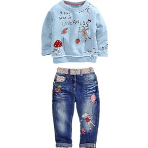 MAXIMGR Toddler Girl Clothes Baby Girl Outfits Cute Long Sleeve Cartoon Top + Jeans Pants Fall Winter Girls Clothing Sets