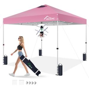 Acepic 10x10 Pop Up Canopy Tent, Easy Setup Portable Shelter, Pink, 10 * 10