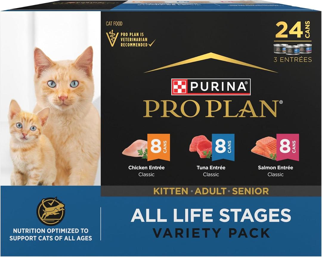 Purina Pro Plan High Protein Wet Cat Food Pate All Life Stages Classic Entree Variety Pack (EXP 03/01/28)