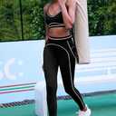 Nirovien Womens 2 Piece Workout Sets Athletic Yoga Sets Pilates Gym Outfits Butt Lifting Leggings and Sports Bra (Black, M)