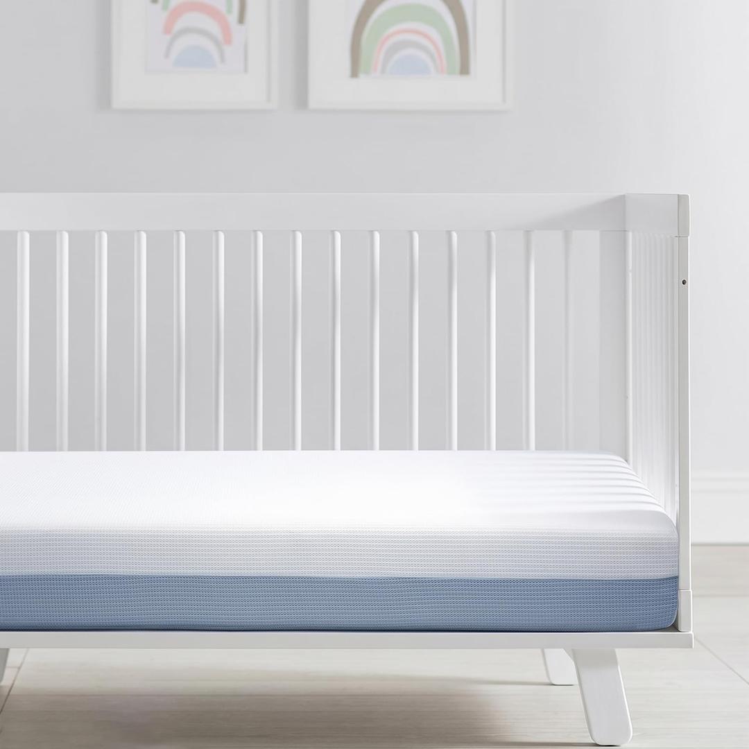 Baby Crib Mattress 52x27.5x6,Dual-Sided Infant & Toddler Mattress,Firm Support & Cooling Gel Memory Foam,Breathable 3D Mesh Washable Cover,CertiPUR-US Certified,Fits Standard Cribs Beds,Blue