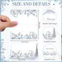 Dunzoom 100 Pcs Blue Floral Place Cards 3.5" x 2" Chinoiserie Blue White Flower Tented Name Card Blank Table Name Sign for Wedding Baby Shower Birthday Party Banquet Table Setting Supplies
