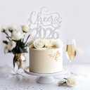 Silver Glitter Cheers to 2026 Cake Topper - Happy New Year Cake Topper, Hello 2026, Happy 2026 New Years Eve Party Supplies