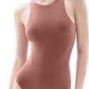 PUMIEY Bodysuit for Women Sexy Tops Thong Bodysuit Sleeveless Tank Top Ormosia Small