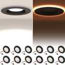 POWERASIA 12 Pack 4 Inch Black LED Can Lights with Night Light, 5CCT Retrofit Recessed Lighting Selectable 2700K-6000K Dimmable, 9W=55W, 630LM Downlight with Metal Smooth Trim - ETL and Energy Star