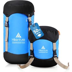 Hikenture Compression Sack for Sleeping Bag, Upgrade Anti-Tear Nylon Sleeping Bag Stuff Sack, Water-Resistant Compression Bag, Storage Bag (Blue, 30L)