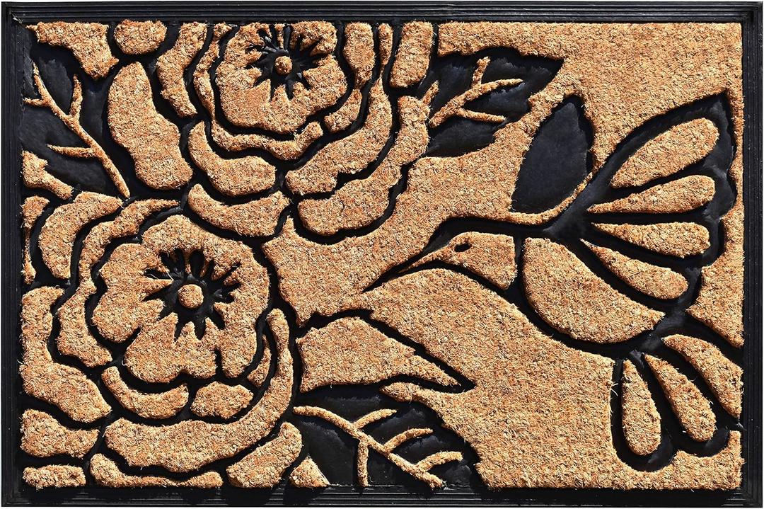 Calloway Mills 102822436 Hummingbird Haven Doormat, 24" x 36", Natural/Black