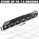 2 Pcs 12 Slot Detailing Brush Holder Car Detail Brush Rack Pan Wall-mount Brushes Organizer Products with Hardware Coated Iron Rack for Garage Workshop Auto Detailing Shop Care Storage, Black