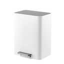 MilleLoom 3.4 Gallon/13 Liter Trash Can, Stainless Steel Step Garbage Can with Quiet Soft-Close Lid, Foot Pedal & Removable Inner Bucket, Rectangular Trash Bin for Bathroom Home Office, White